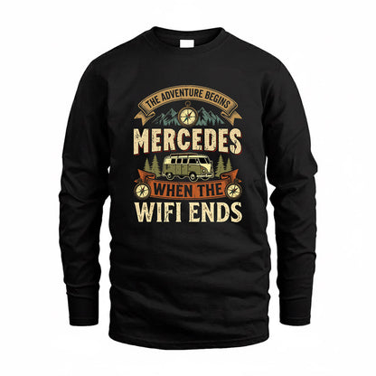 MERCEDES TT898-K6-229 – Personalized Funny Camping Quote Apparel “The Adventure Begins When The WiFi Ends”
