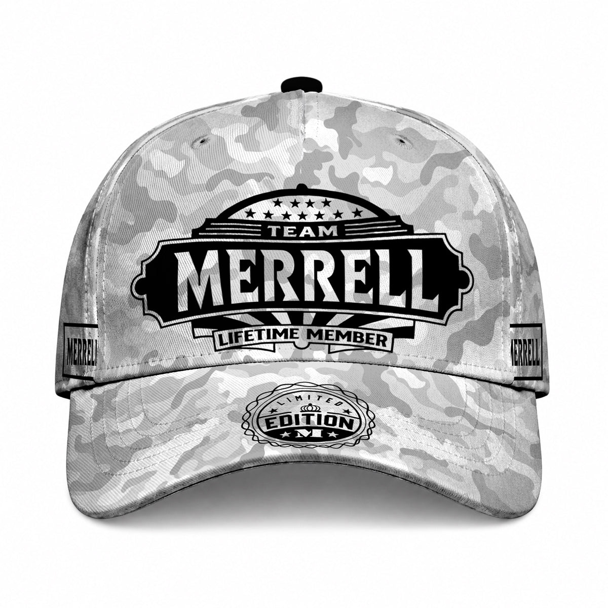 MERRELL TC01 HH79 Team Your Name Hat, Personalized Camo Baseball Cap, Custom Family Gift, Gift for Him Her