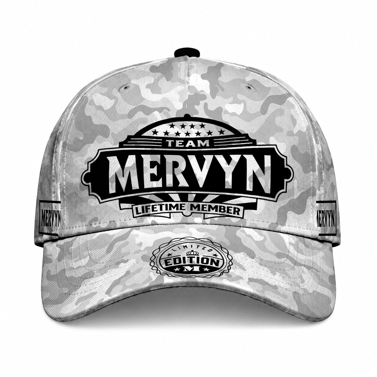 MERVYN TC01 HH79 Team Your Name Hat, Personalized Camo Baseball Cap, Custom Family Gift, Gift for Him Her