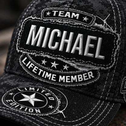 MICHAEL TC03 HH79  Personalized Black Camo Baseball Cap, Custom Name Family Hat