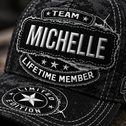 MICHELLE TC03 HH79  Personalized Black Camo Baseball Cap, Custom Name Family Hat