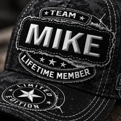 MIKE TC03 HH79  Personalized Black Camo Baseball Cap, Custom Name Family Hat