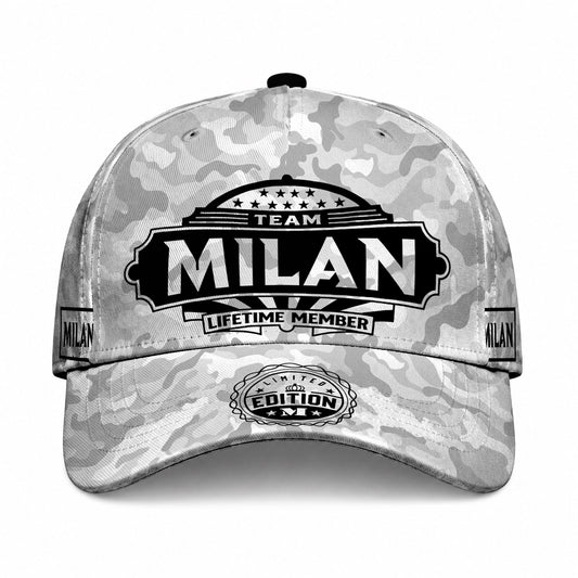 MILAN TC01 HH79 Team Your Name Hat, Personalized Camo Baseball Cap, Custom Family Gift, Gift for Him Her