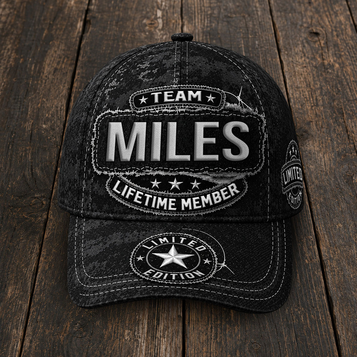 MILES TC03 HH79  Personalized Black Camo Baseball Cap, Custom Name Family Hat