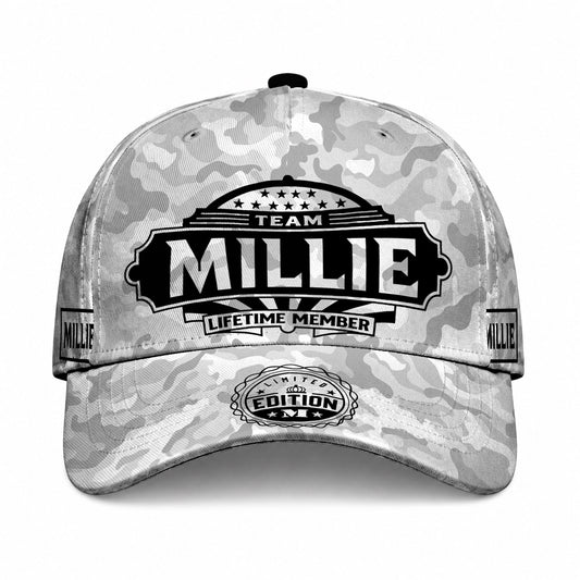 MILLIE TC01 HH79 Team Your Name Hat, Personalized Camo Baseball Cap, Custom Family Gift, Gift for Him Her
