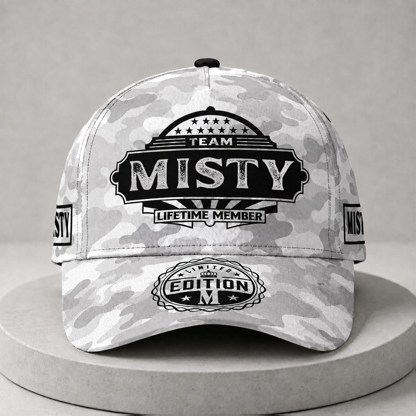 MISTY TC01 HH79 Team Your Name Hat, Personalized Camo Baseball Cap, Custom Family Gift, Gift for Him Her