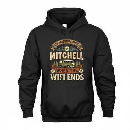 MITCHELL TT898-K6-229 – Personalized Funny Camping Quote Apparel “The Adventure Begins When The WiFi Ends”