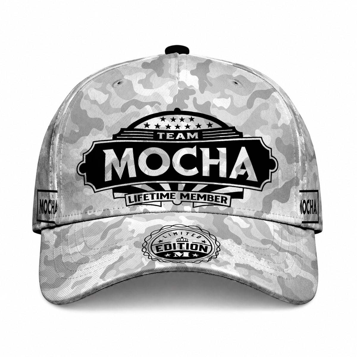 MOCHA TC01 HH79 Team Your Name Hat, Personalized Camo Baseball Cap, Custom Family Gift, Gift for Him Her