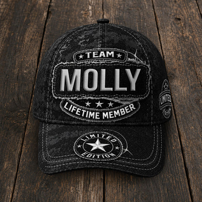 MOLLY TC03 HH79  Personalized Black Camo Baseball Cap, Custom Name Family Hat