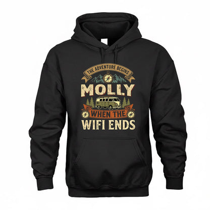 MOLLY TT898-K6-229 – Personalized Funny Camping Quote Apparel “The Adventure Begins When The WiFi Ends”