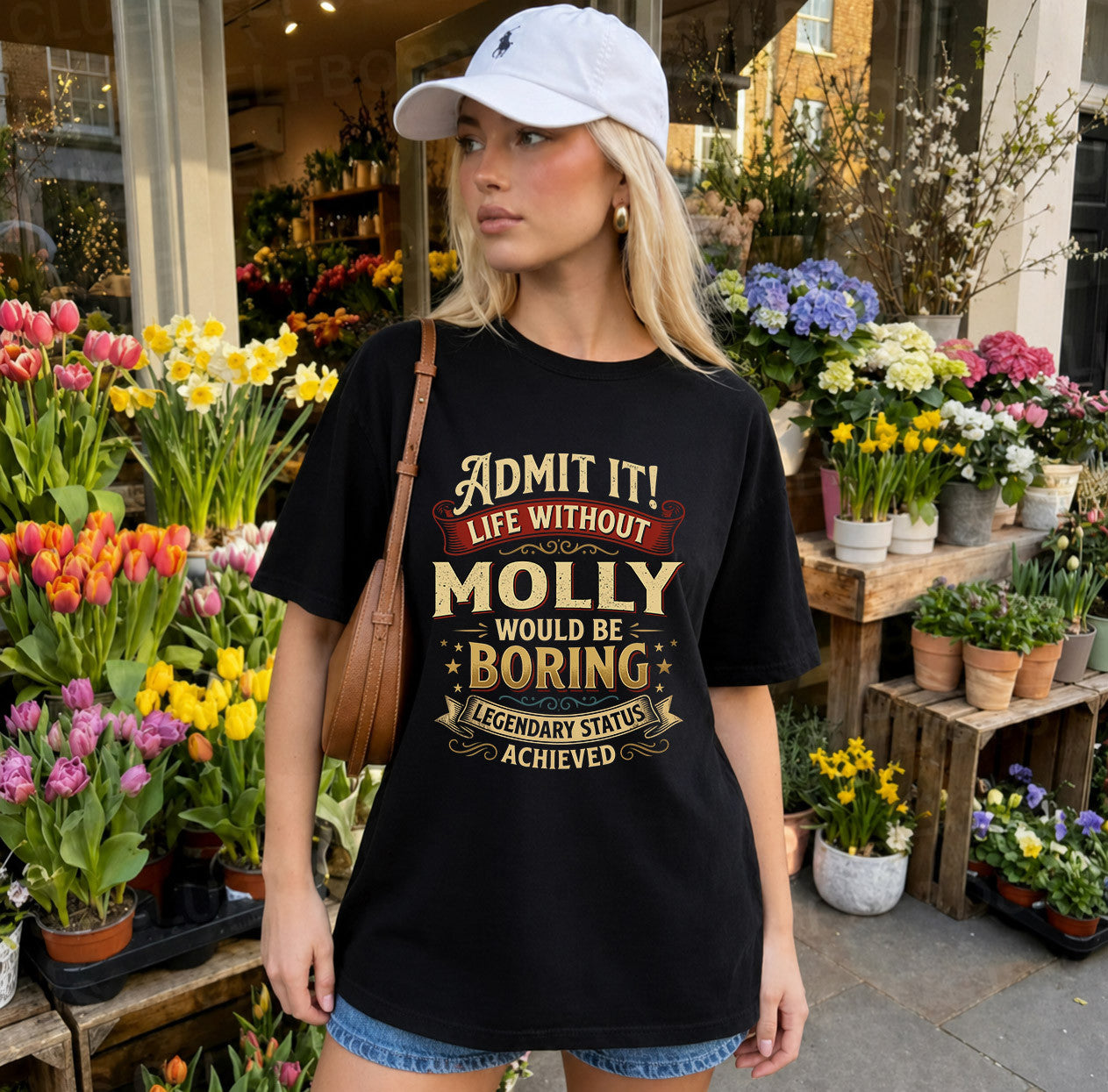 MOLLY TP65-K5-268–Personalized Funny Quote Apparel “Life Without NAME Would Be Boring”