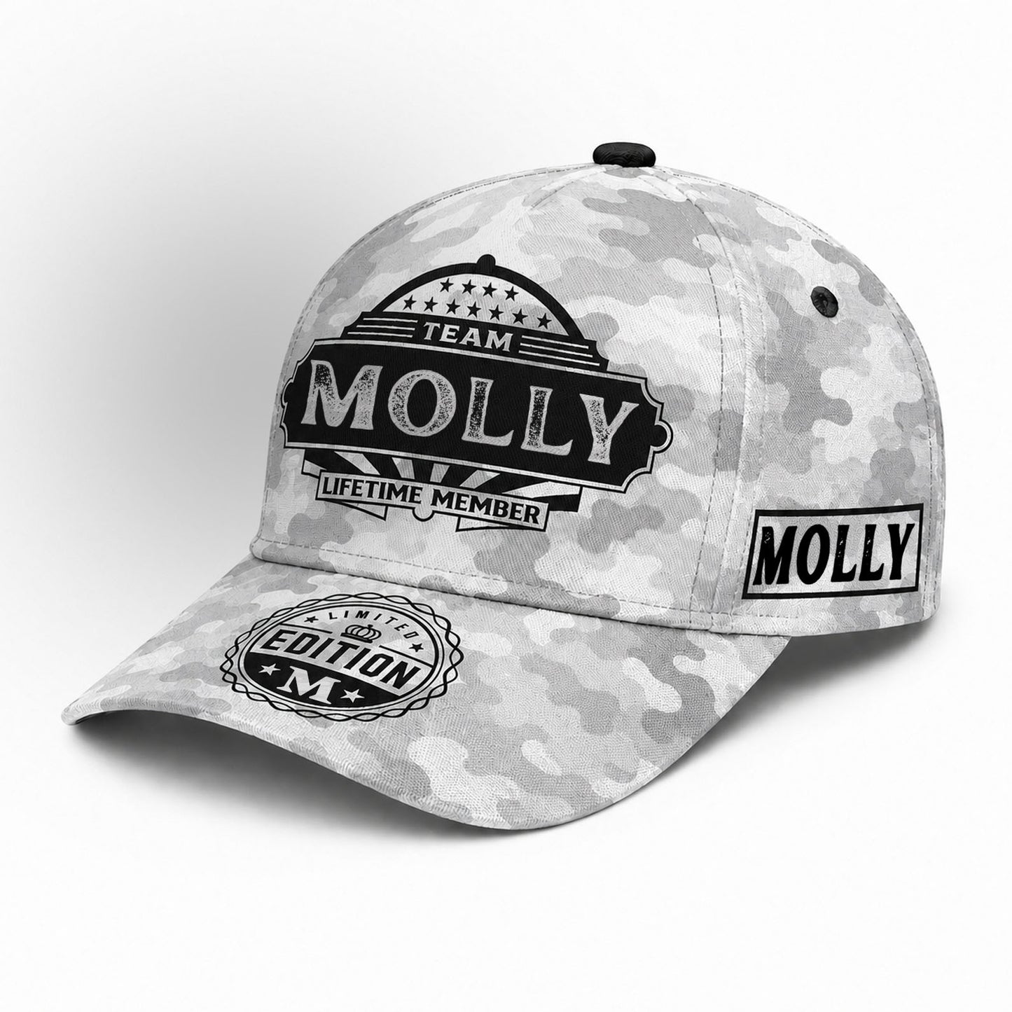 MOLLY TC01 HH79 Team Your Name Hat, Personalized Camo Baseball Cap, Custom Family Gift, Gift for Him Her