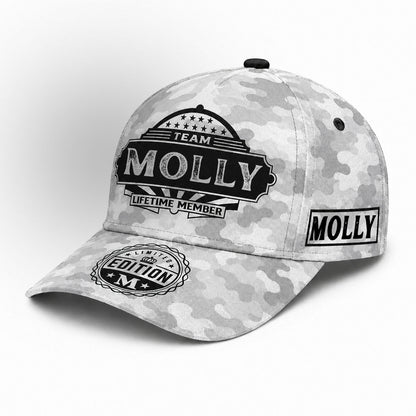 MOLLY TC01 HH79 Team Your Name Hat, Personalized Camo Baseball Cap, Custom Family Gift, Gift for Him Her