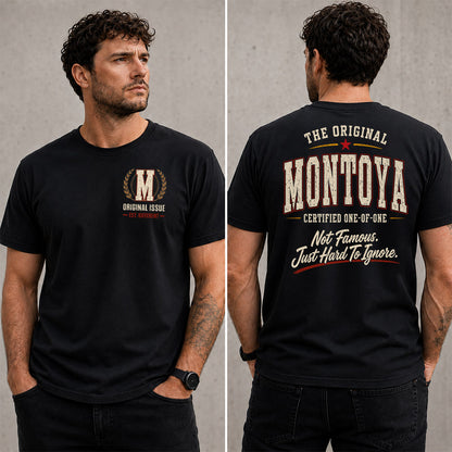 MONTOYA W65-F6-168 – Personalized Original Issue Apparel “The Original NAME Certified One-of-One"