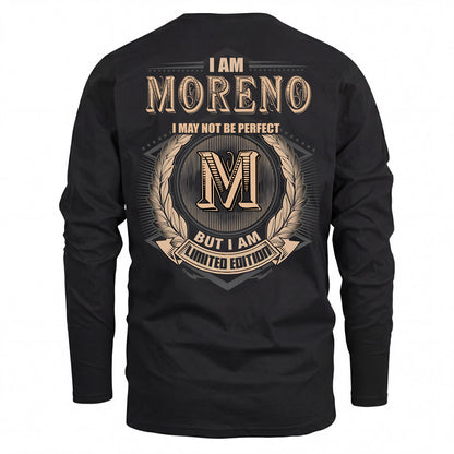 MORENO 2K-101–Personalized Name Quote Apparel “I Am NAME May Not Be Perfect But I Am Limited Edition”