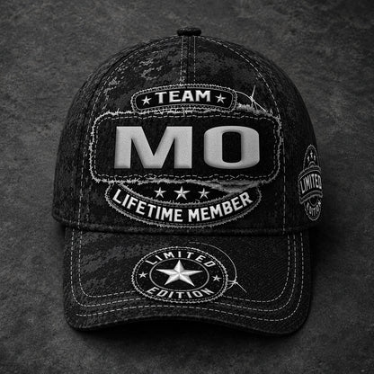 MO TC03 HH79  Personalized Black Camo Baseball Cap, Custom Name Family Hat