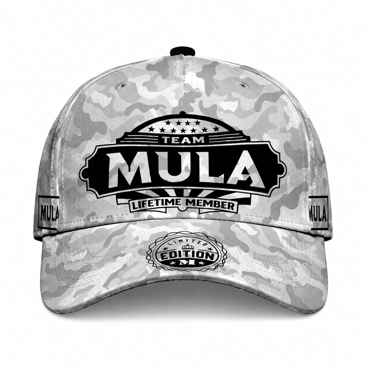 MULA TC01 HH79 Team Your Name Hat, Personalized Camo Baseball Cap, Custom Family Gift, Gift for Him Her