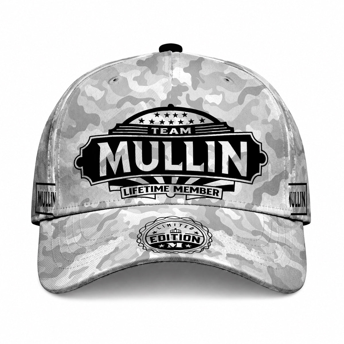 MULLIN TC01 HH79 Team Your Name Hat, Personalized Camo Baseball Cap, Custom Family Gift, Gift for Him Her