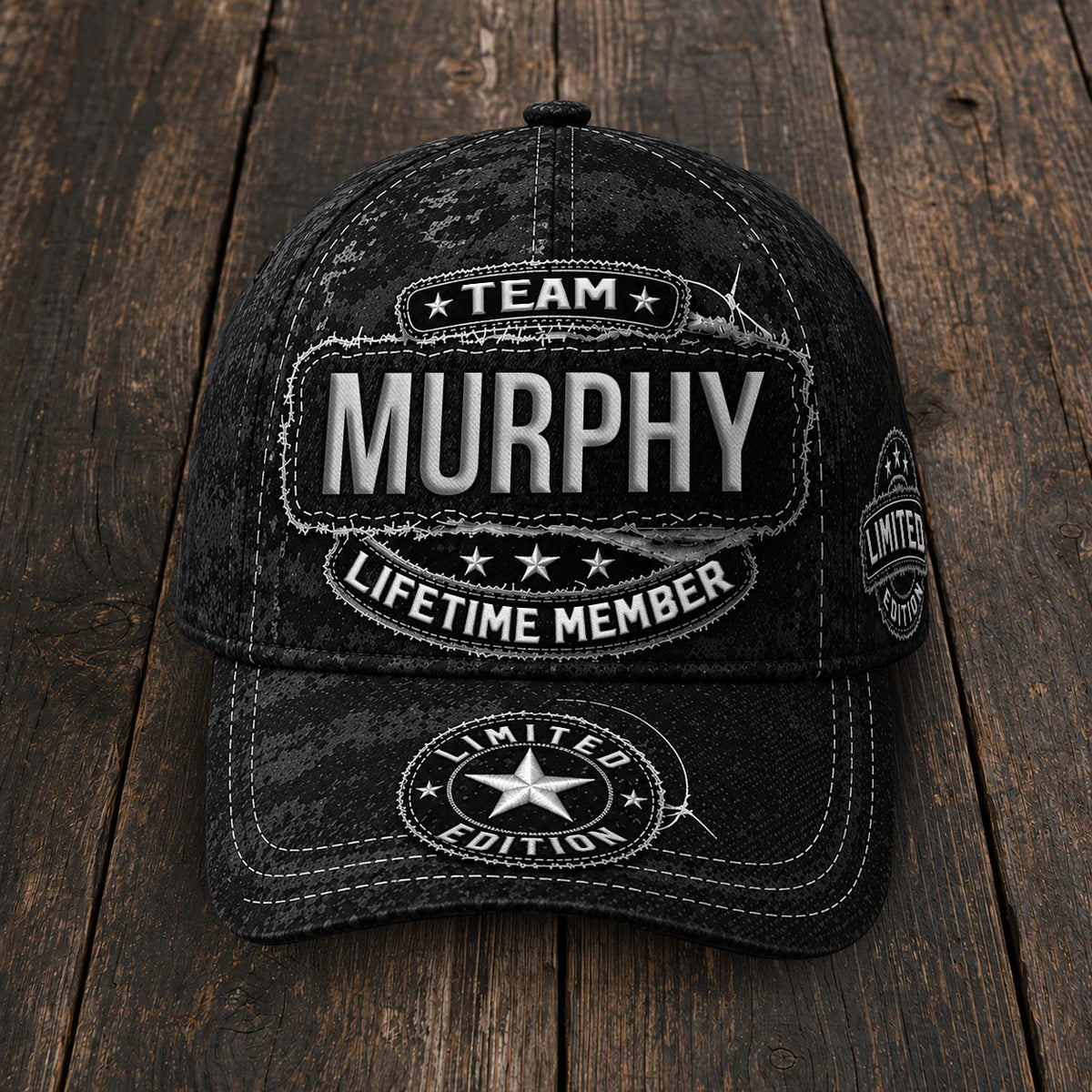 MURPHY TC03 HH79  Personalized Black Camo Baseball Cap, Custom Name Family Hat