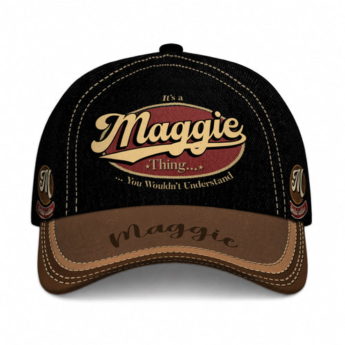 MAGGIE  TC06 HH79 Personalized Distressed Baseball Cap, Custom Retro Trucker Hat, Statement Dad Cap