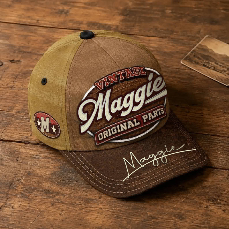 MAGGIE TC02 HH79  Personalized Name Baseball Cap, Vintage Retro Hat, Custom Gift for Him & Her