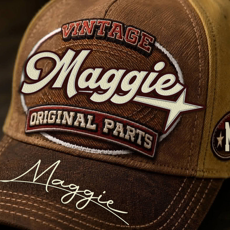 MAGGIE TC02 HH79  Personalized Name Baseball Cap, Vintage Retro Hat, Custom Gift for Him & Her