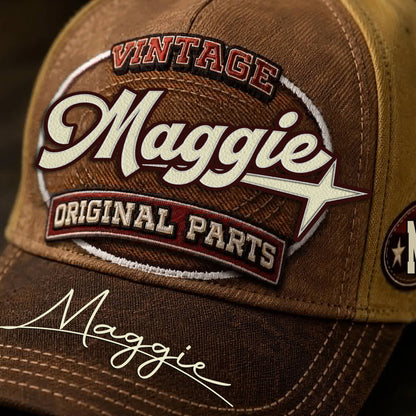 MAGGIE TC02 HH79  Personalized Name Baseball Cap, Vintage Retro Hat, Custom Gift for Him & Her