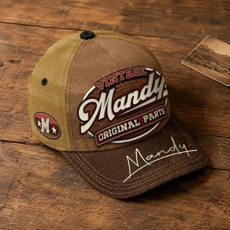 MANDY TC02 HH79  Personalized Name Baseball Cap, Vintage Retro Hat, Custom Gift for Him & Her