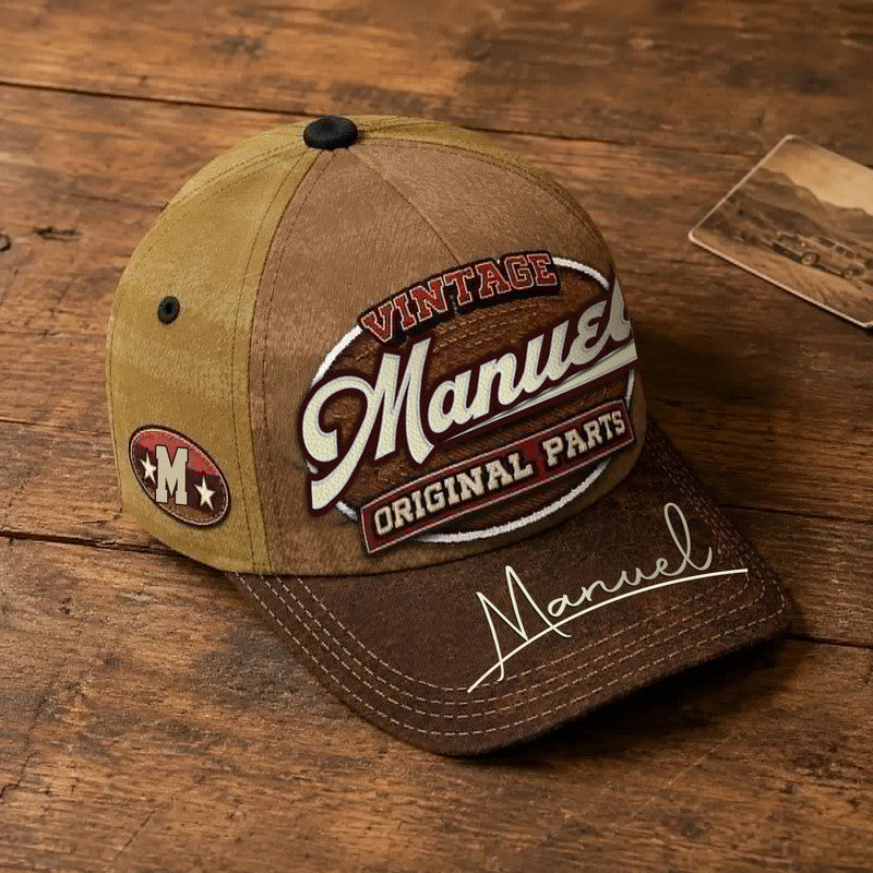 MANUEL TC02 HH79  Personalized Name Baseball Cap, Vintage Retro Hat, Custom Gift for Him & Her