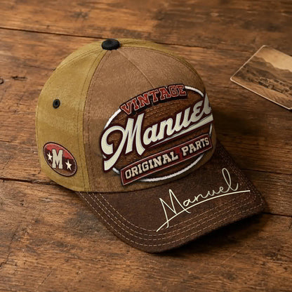 MANUEL TC02 HH79  Personalized Name Baseball Cap, Vintage Retro Hat, Custom Gift for Him & Her