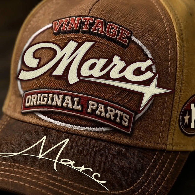 MARC TC02 HH79  Personalized Name Baseball Cap, Vintage Retro Hat, Custom Gift for Him & Her