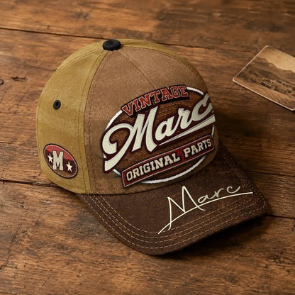 MARC TC02 HH79  Personalized Name Baseball Cap, Vintage Retro Hat, Custom Gift for Him & Her