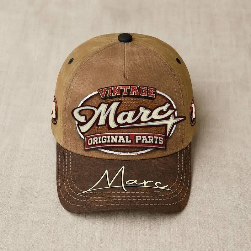 MARC TC02 HH79  Personalized Name Baseball Cap, Vintage Retro Hat, Custom Gift for Him & Her
