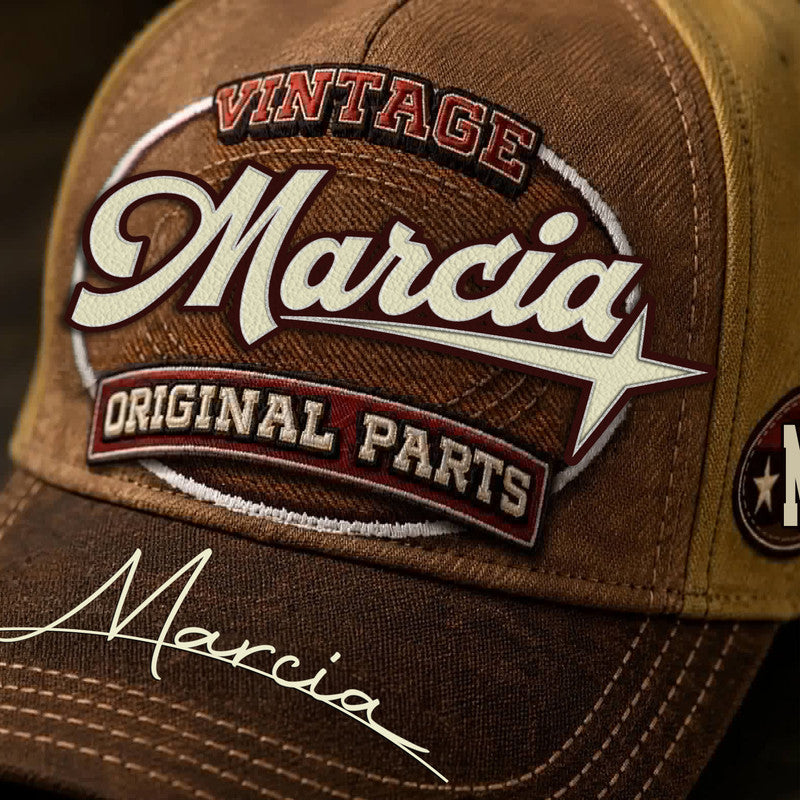 MARCIA TC02 HH79  Personalized Name Baseball Cap, Vintage Retro Hat, Custom Gift for Him & Her