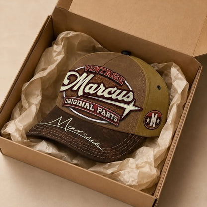 MARCUS TC02 HH79  Personalized Name Baseball Cap, Vintage Retro Hat, Custom Gift for Him & Her