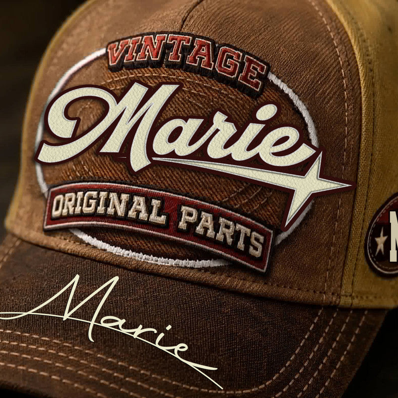MARIE TC02 HH79  Personalized Name Baseball Cap, Vintage Retro Hat, Custom Gift for Him & Her