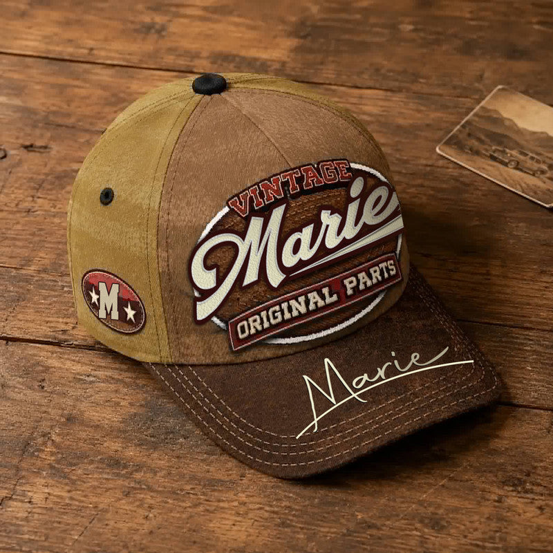 MARIE TC02 HH79  Personalized Name Baseball Cap, Vintage Retro Hat, Custom Gift for Him & Her