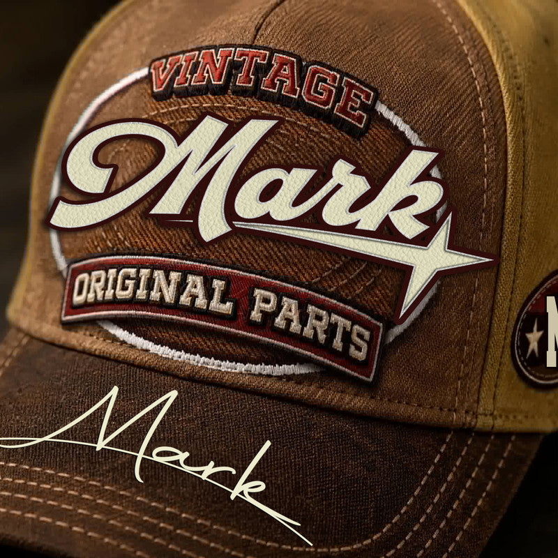 MARK TC02 HH79  Personalized Name Baseball Cap, Vintage Retro Hat, Custom Gift for Him & Her