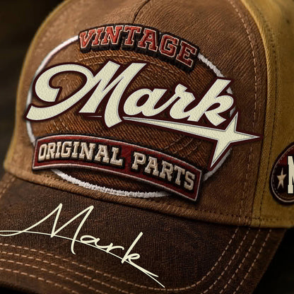 MARK TC02 HH79  Personalized Name Baseball Cap, Vintage Retro Hat, Custom Gift for Him & Her