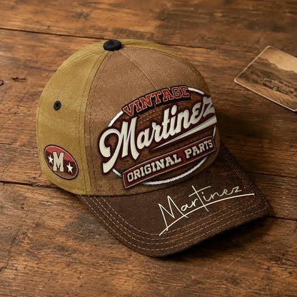 MARTINEZ TC02 HH79  Personalized Name Baseball Cap, Vintage Retro Hat, Custom Gift for Him & Her