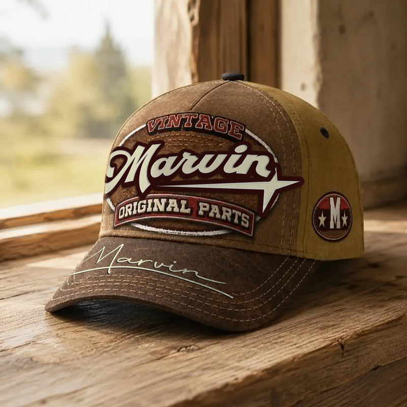 MARVIN TC02 HH79  Personalized Name Baseball Cap, Vintage Retro Hat, Custom Gift for Him & Her