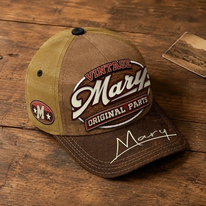 MARY TC02 HH79  Personalized Name Baseball Cap, Vintage Retro Hat, Custom Gift for Him & Her