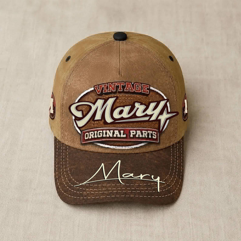 MARY TC02 HH79  Personalized Name Baseball Cap, Vintage Retro Hat, Custom Gift for Him & Her