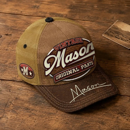 MASON TC02 HH79  Personalized Name Baseball Cap, Vintage Retro Hat, Custom Gift for Him & Her