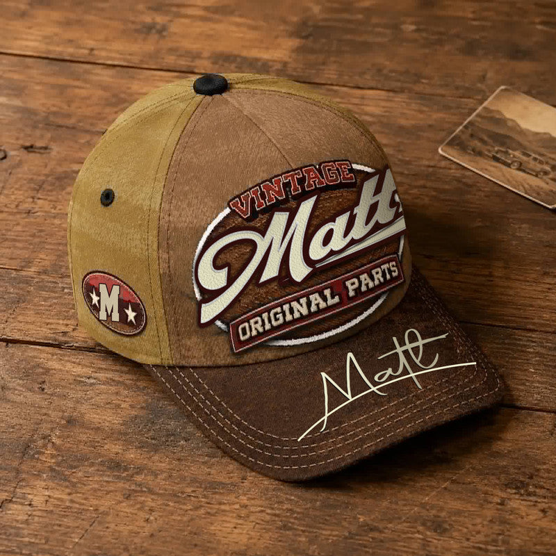 MATT TC02 HH79  Personalized Name Baseball Cap, Vintage Retro Hat, Custom Gift for Him & Her