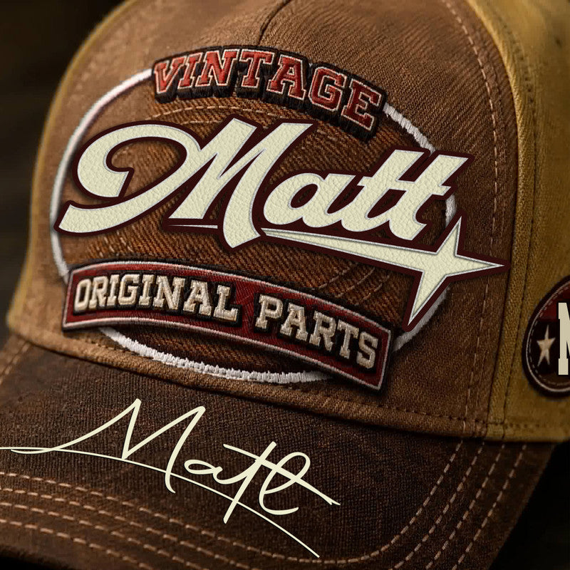MATT TC02 HH79  Personalized Name Baseball Cap, Vintage Retro Hat, Custom Gift for Him & Her