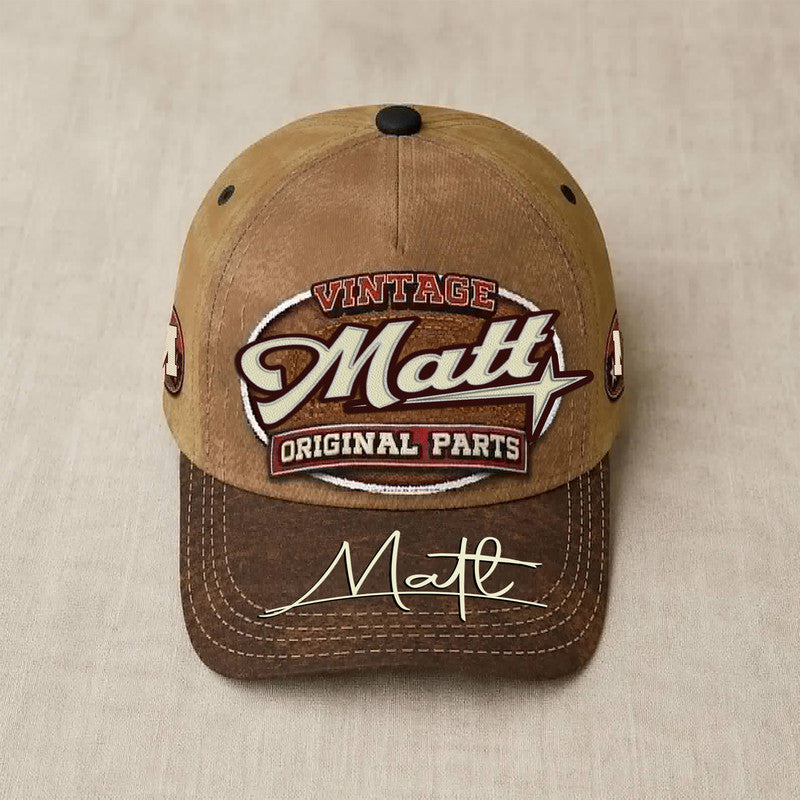 MATT TC02 HH79  Personalized Name Baseball Cap, Vintage Retro Hat, Custom Gift for Him & Her