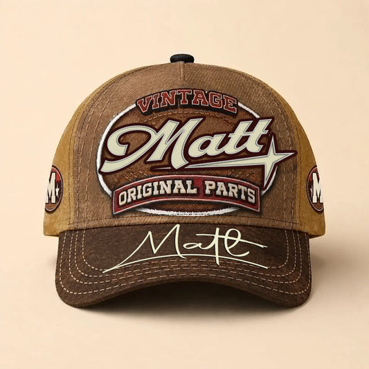 MATT TC02 HH79  Personalized Name Baseball Cap, Vintage Retro Hat, Custom Gift for Him & Her