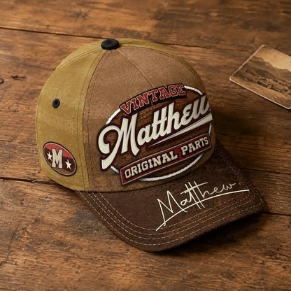 MATTHEW TC02 HH79  Personalized Name Baseball Cap, Vintage Retro Hat, Custom Gift for Him & Her