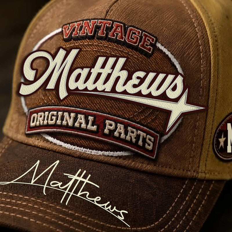 MATTHEWS TC02 HH79  Personalized Name Baseball Cap, Vintage Retro Hat, Custom Gift for Him & Her
